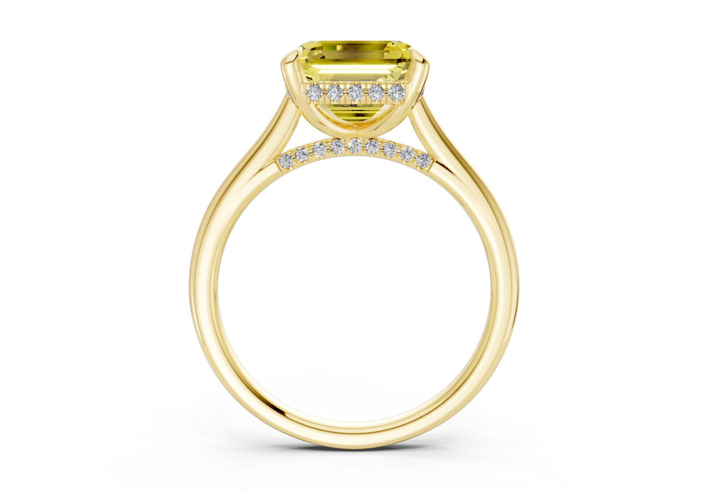 Piper Yellow Diamond Solitaire Asscher Cut 1.8mm Engagement Ring