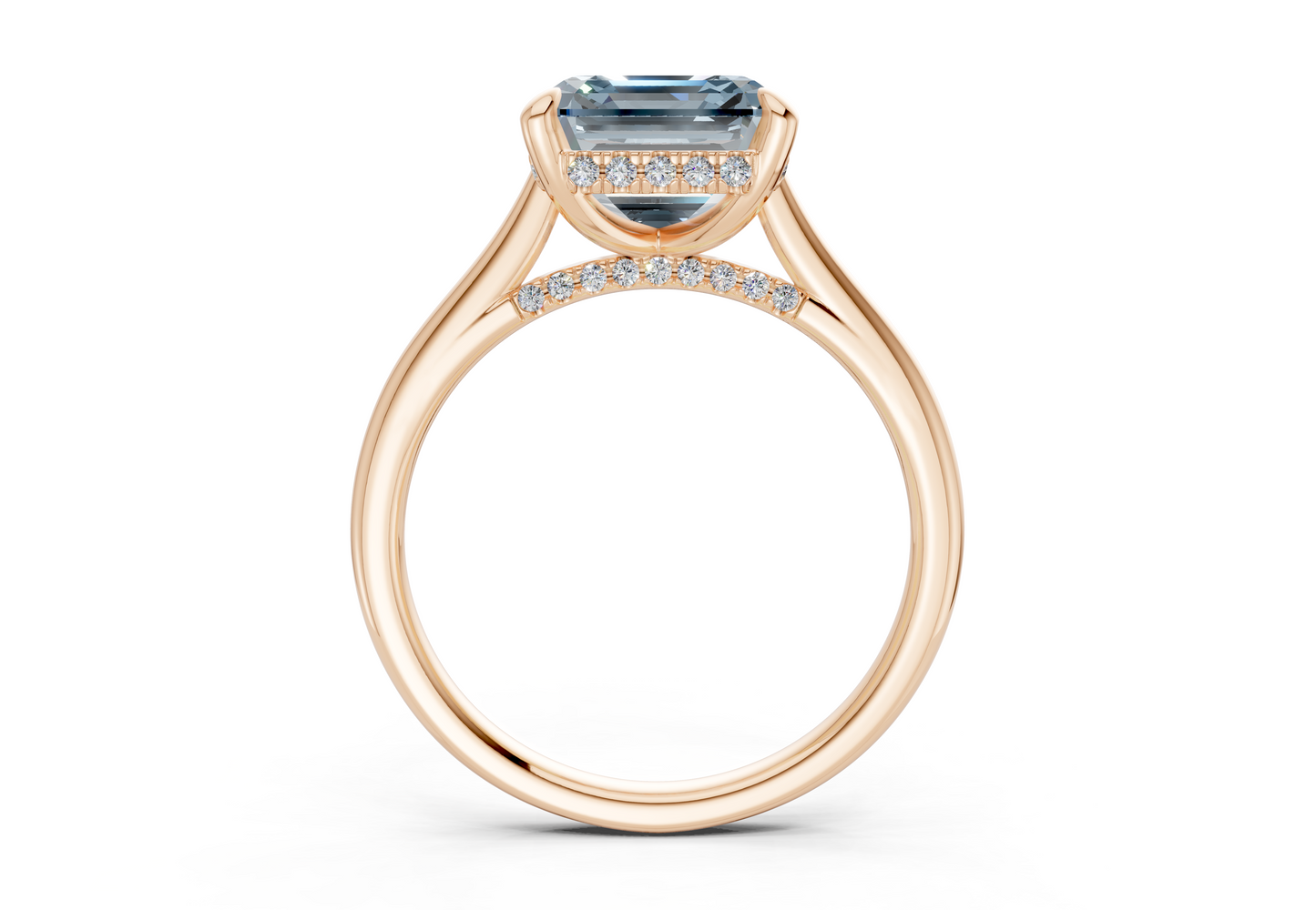 Piper Blue Diamond Solitaire Asscher Cut 1.8mm Engagement Ring