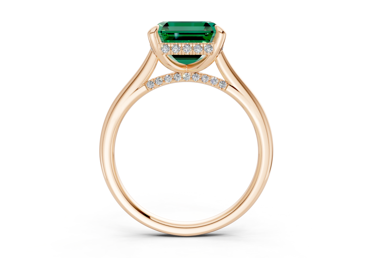 Piper Emerald Gemstone Solitaire Asscher Cut 1.8mm Engagement Ring