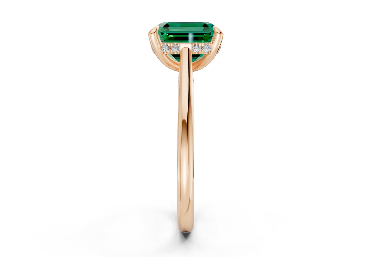 Piper Emerald Gemstone Solitaire Asscher Cut 1.8mm Engagement Ring