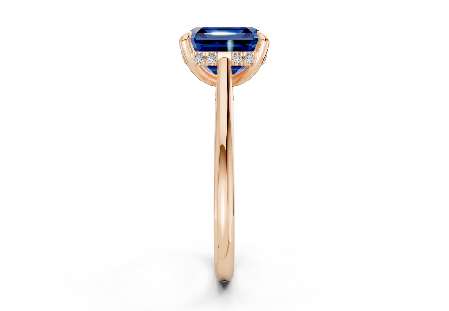 Piper Sapphire Gemstone Solitaire Asscher Cut 1.8mm Engagement Ring