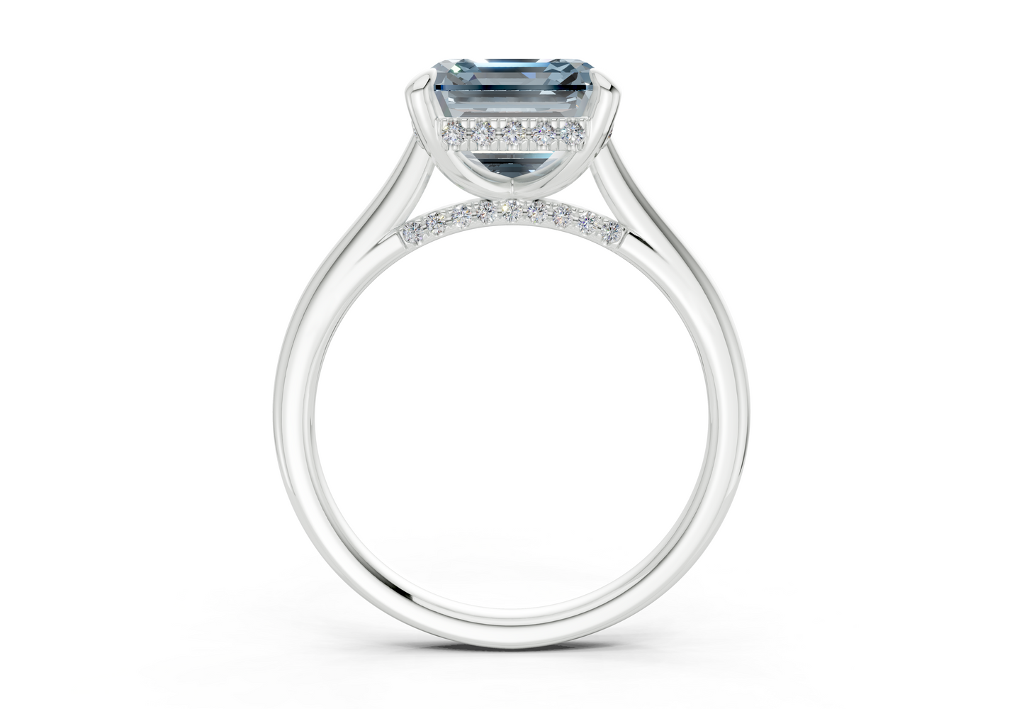 Piper Blue Diamond Solitaire Asscher Cut 1.8mm Engagement Ring