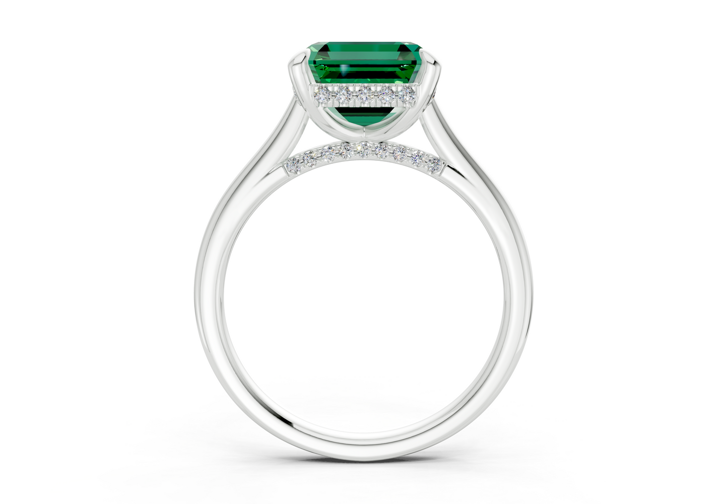 Piper Emerald Gemstone Solitaire Asscher Cut 1.8mm Engagement Ring