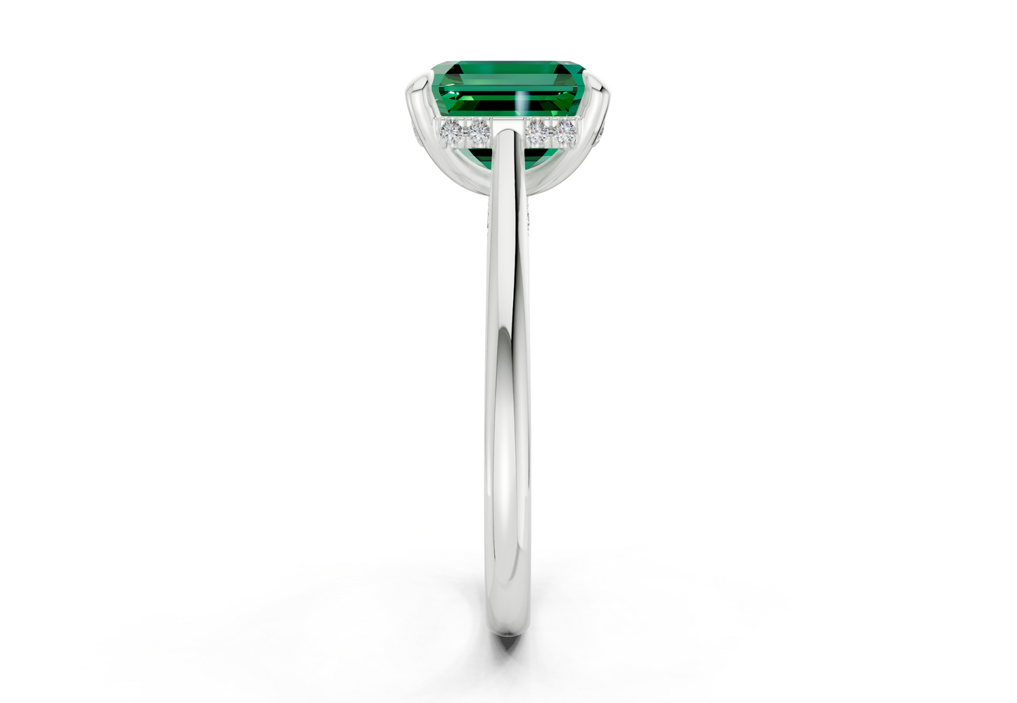 Piper Emerald Gemstone Solitaire Asscher Cut 1.8mm Engagement Ring