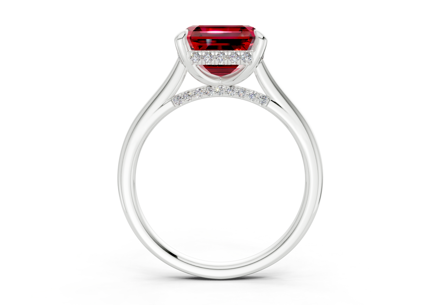Piper Ruby Gemstone Solitaire Asscher Cut 1.8mm Engagement Ring