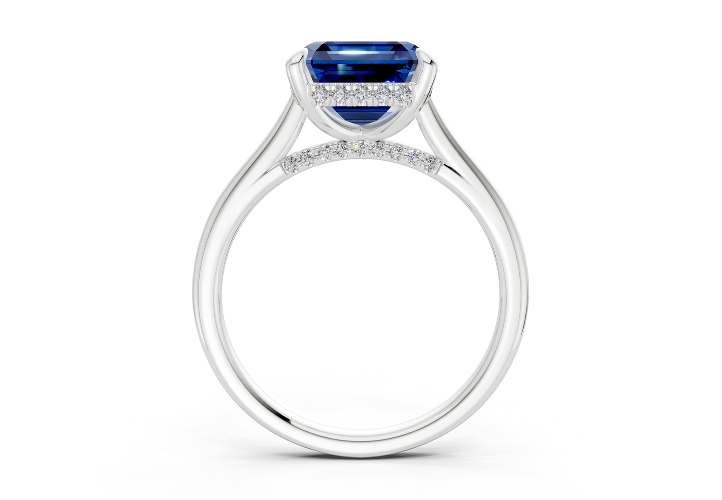 Piper Sapphire Gemstone Solitaire Asscher Cut 1.8mm Engagement Ring