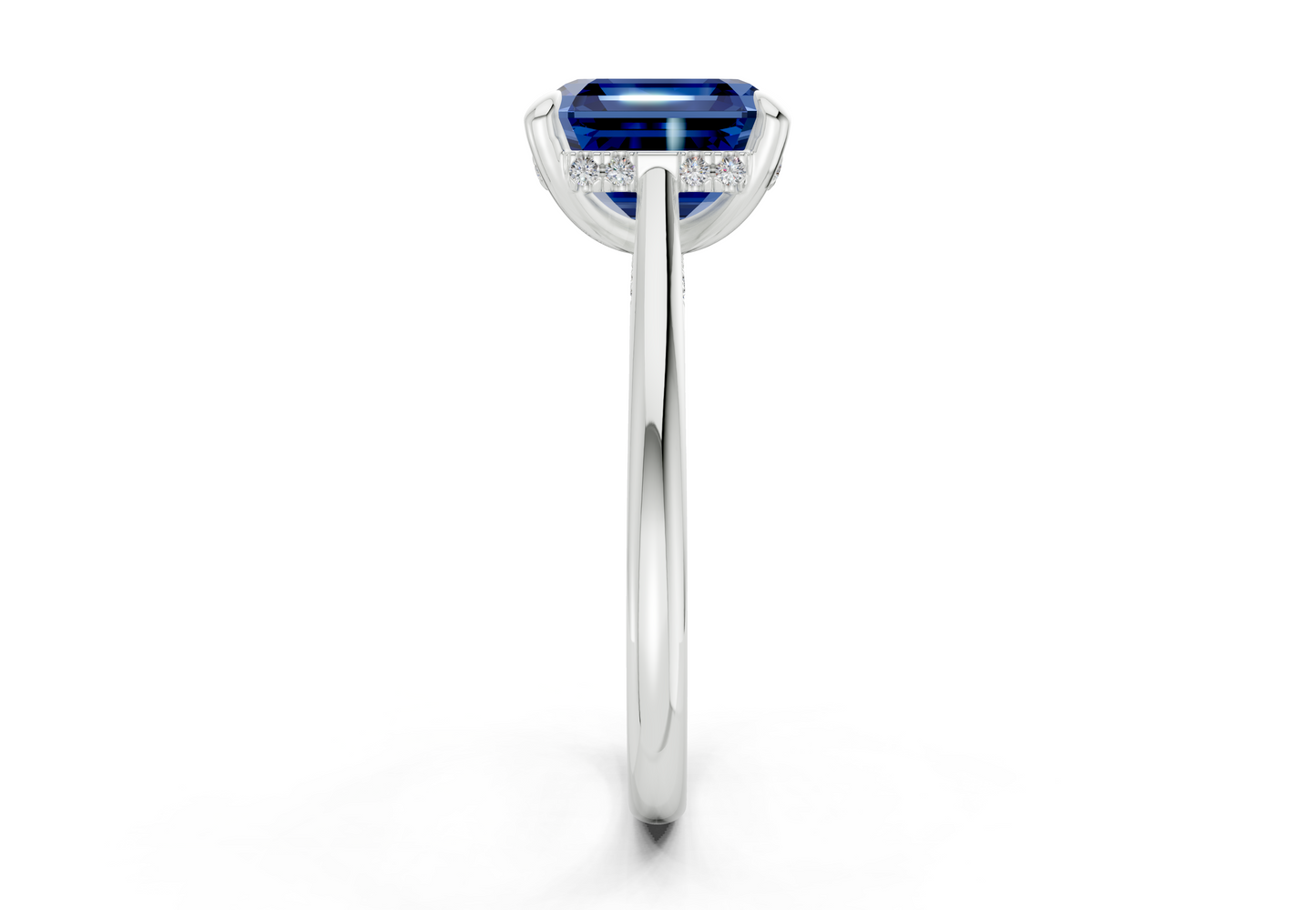 Piper Sapphire Gemstone Solitaire Asscher Cut 1.8mm Engagement Ring