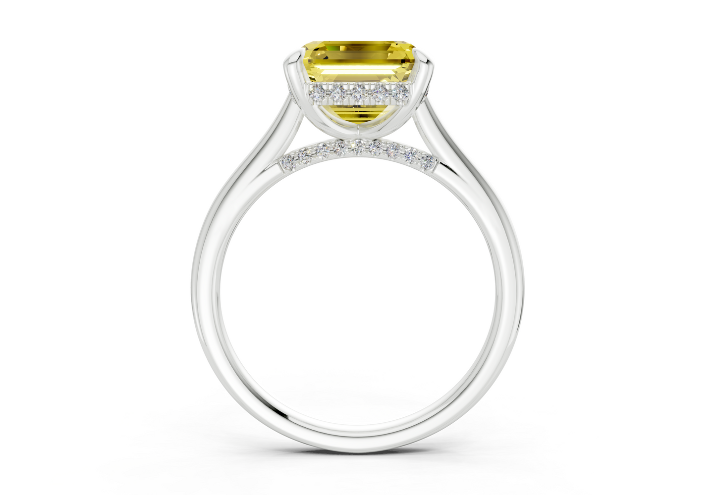 Piper Yellow Diamond Solitaire Asscher Cut 1.8mm Engagement Ring