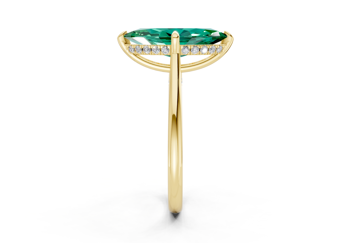 Piper Emerald Gemstone Solitaire Marquise Cut 2.2mm Engagement Ring