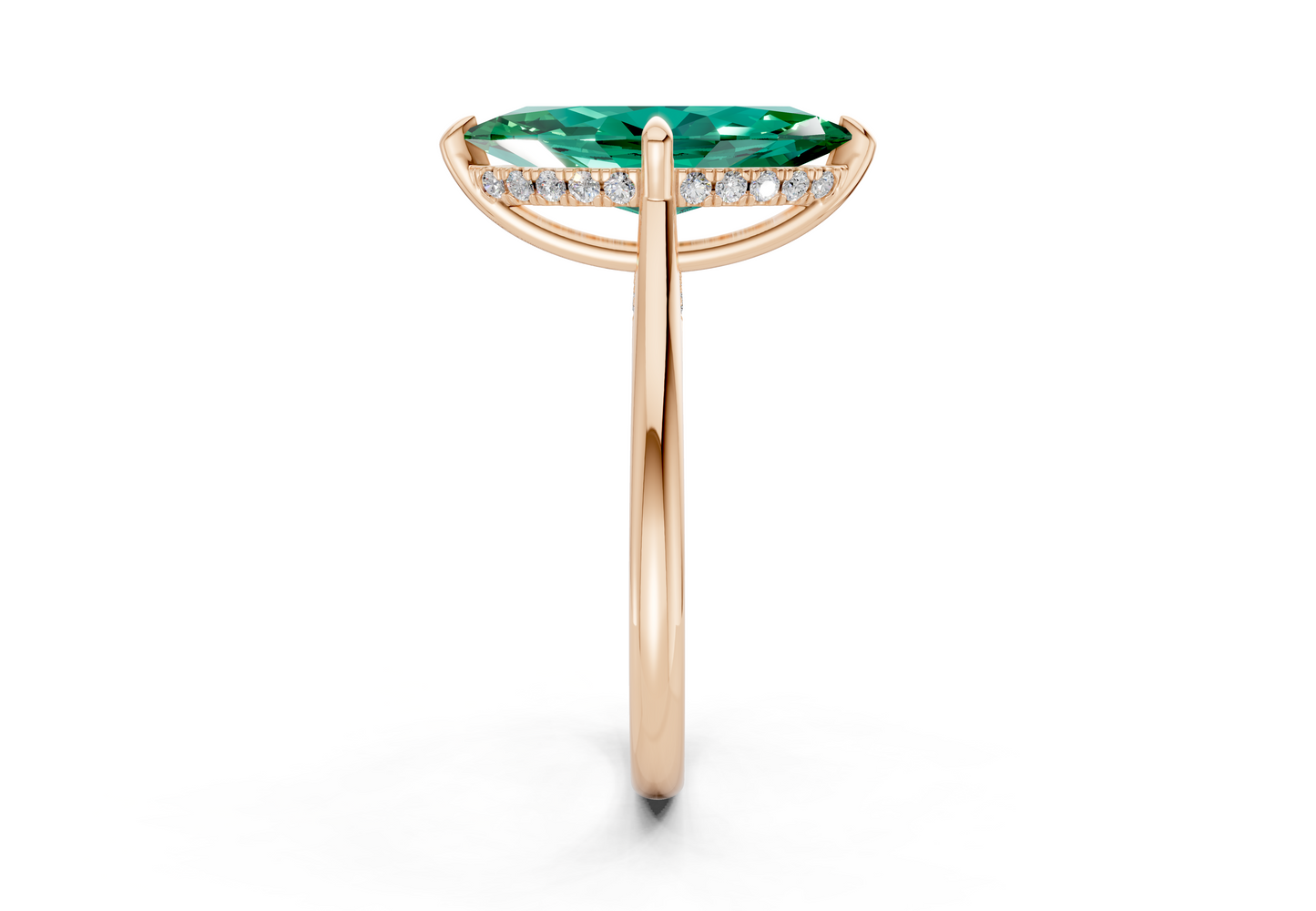 Piper Emerald Gemstone Solitaire Marquise Cut 2.2mm Engagement Ring