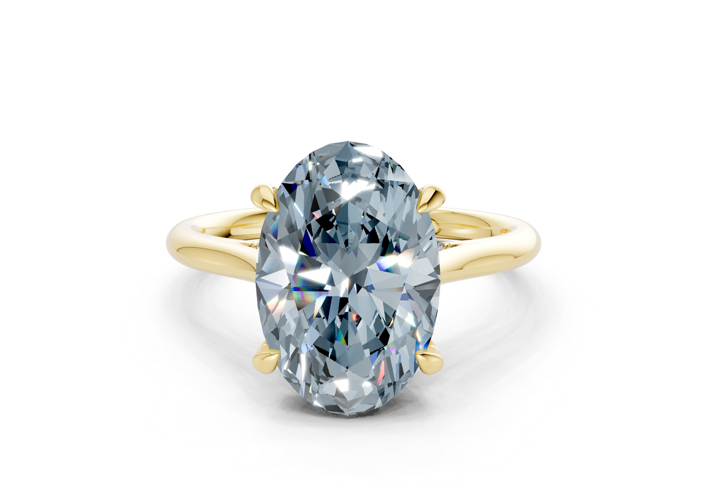 Piper Blue Diamond Solitaire Oval Cut 2mm Engagement Ring