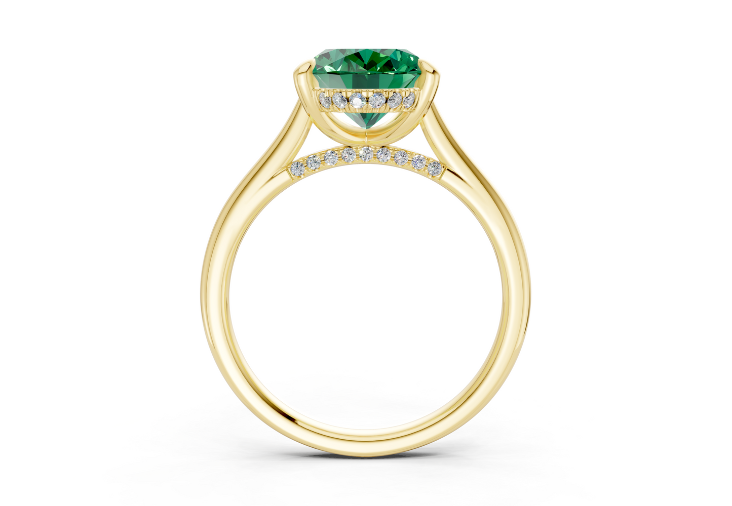 Piper Emerald Gemstone Solitaire Oval Cut 2mm Engagement Ring
