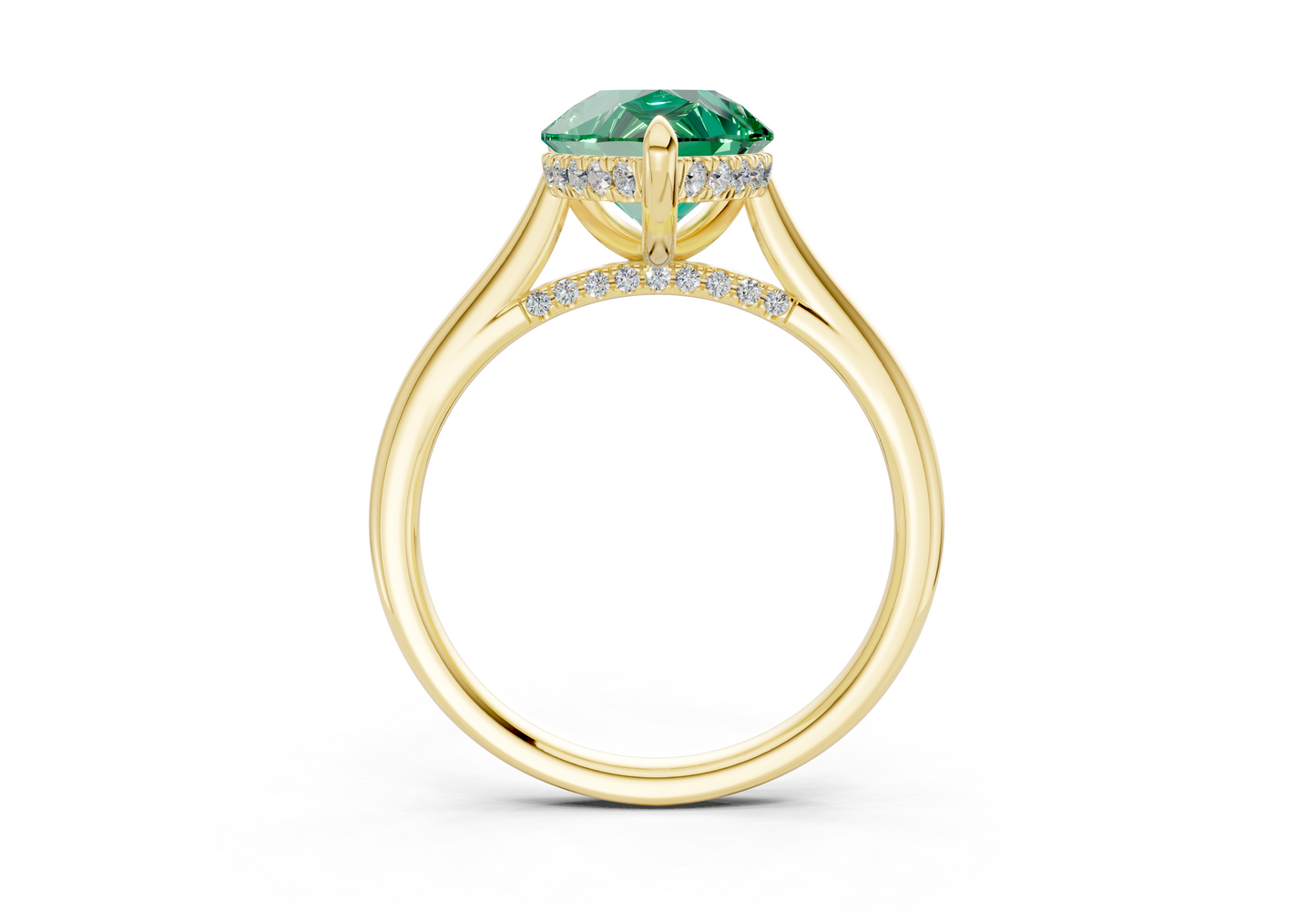 Piper Emerald Gemstone Solitaire Pear Cut 1.8mm Engagement Ring