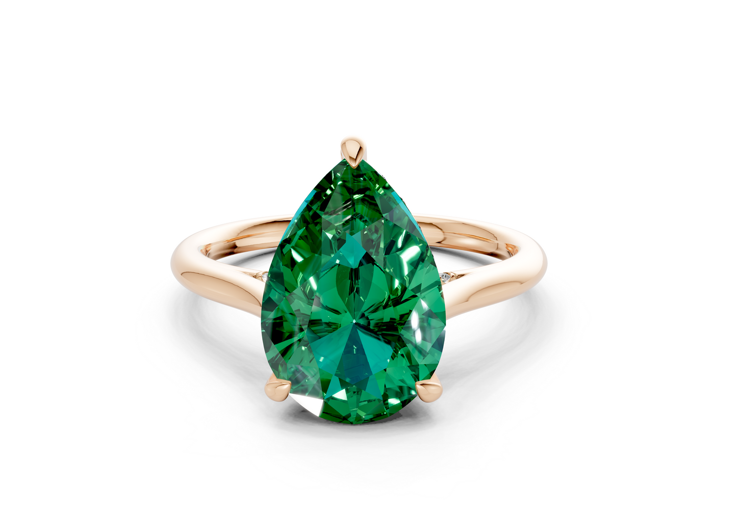 Piper Emerald Gemstone Solitaire Pear Cut 1.8mm Engagement Ring