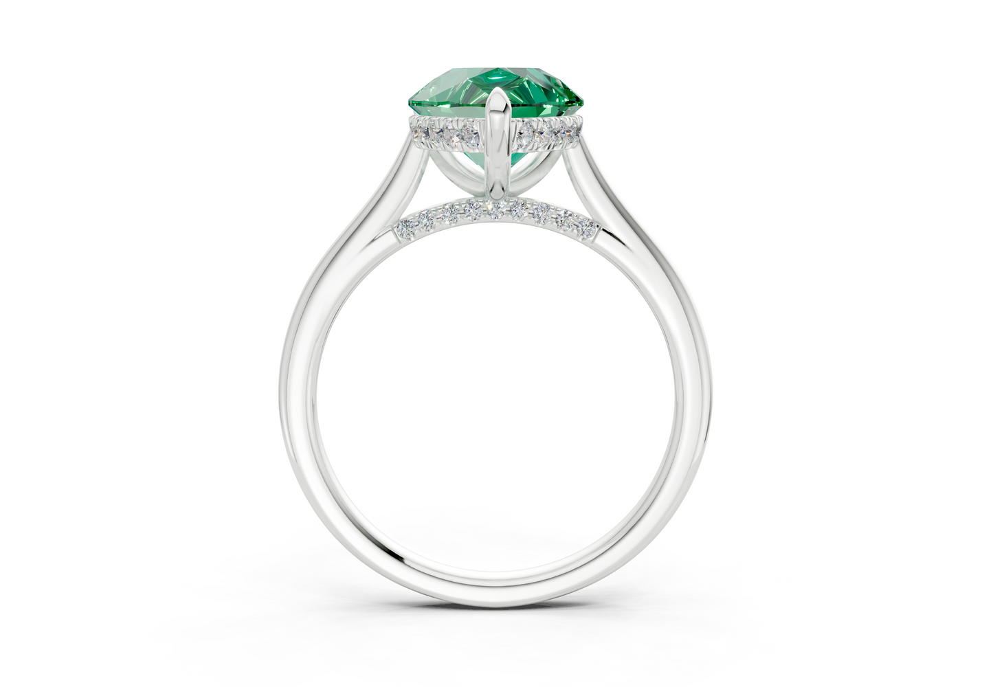 Piper Emerald Gemstone Solitaire Pear Cut 1.8mm Engagement Ring