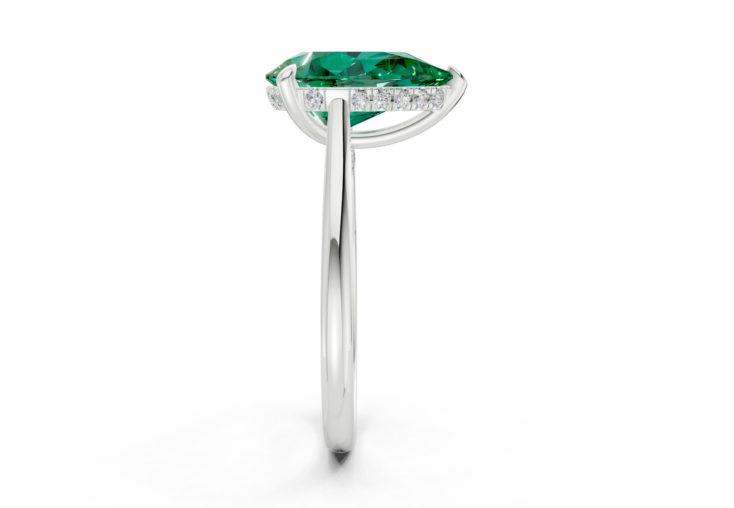 Piper Emerald Gemstone Solitaire Pear Cut 1.8mm Engagement Ring
