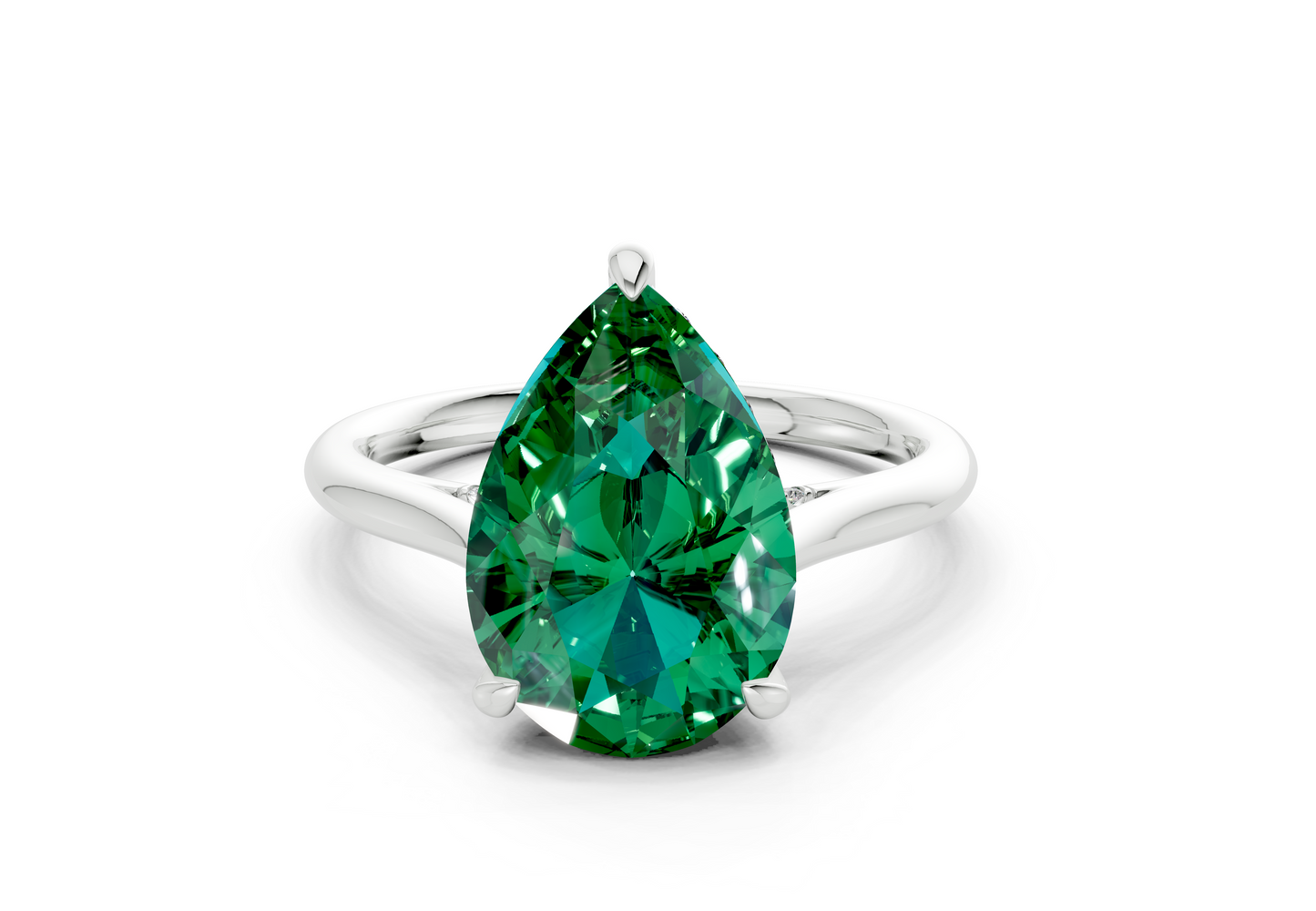 Piper Emerald Gemstone Solitaire Pear Cut 1.8mm Engagement Ring