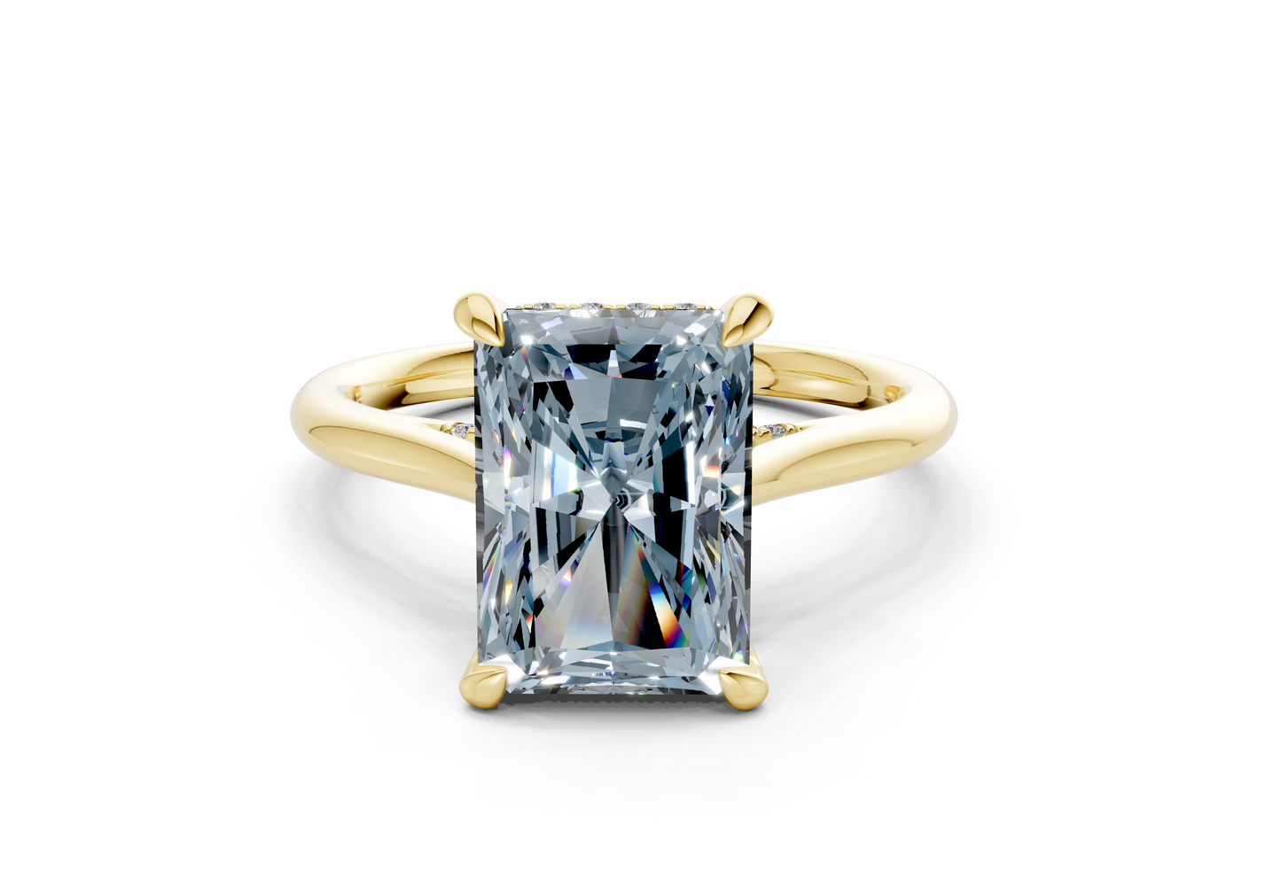 Piper Blue Diamond Solitaire Radiant Cut 2mm Engagement Ring