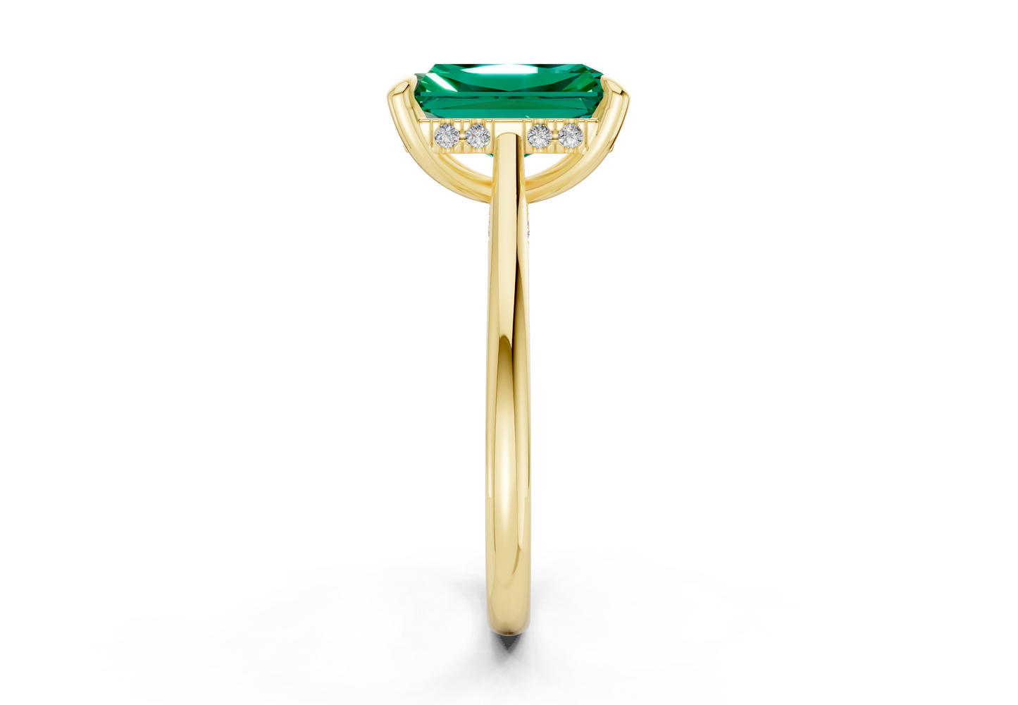 Piper Emerald Gemstone Solitaire Radiant Cut 2mm Engagement Ring