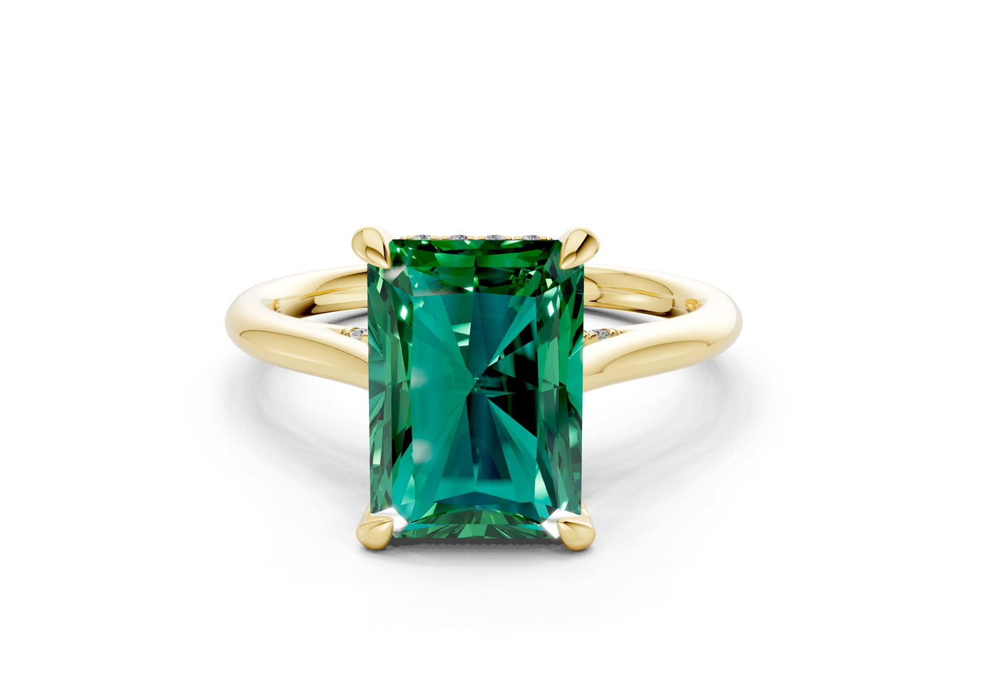 Piper Emerald Gemstone Solitaire Radiant Cut 2mm Engagement Ring