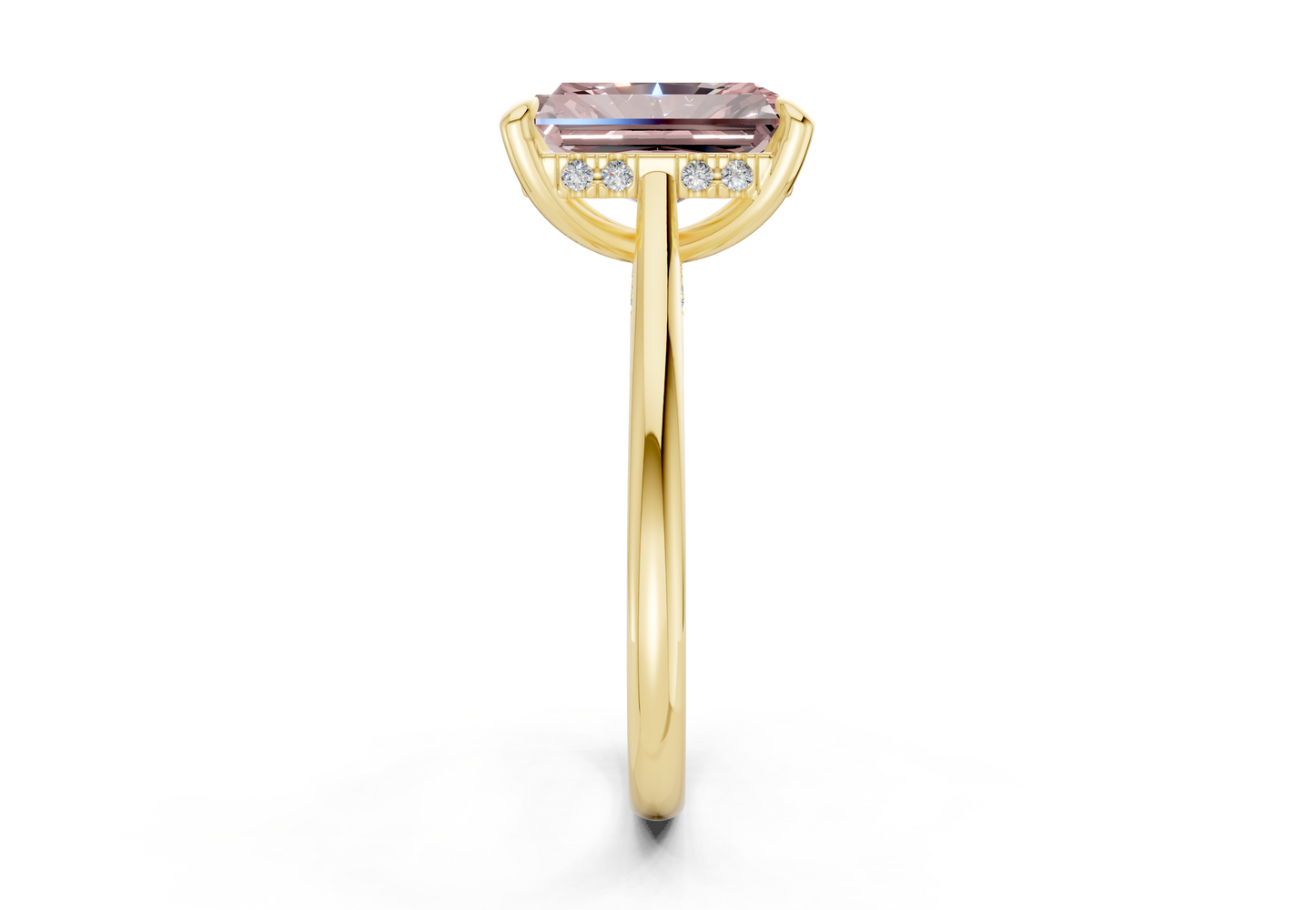Piper Pink Diamond Solitaire Radiant Cut 2mm Engagement Ring