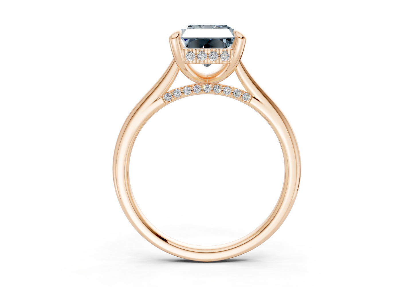 Piper Blue Diamond Solitaire Radiant Cut 2mm Engagement Ring