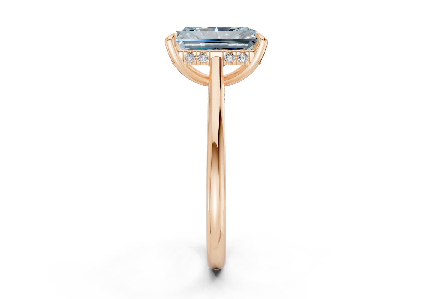 Piper Blue Diamond Solitaire Radiant Cut 2mm Engagement Ring