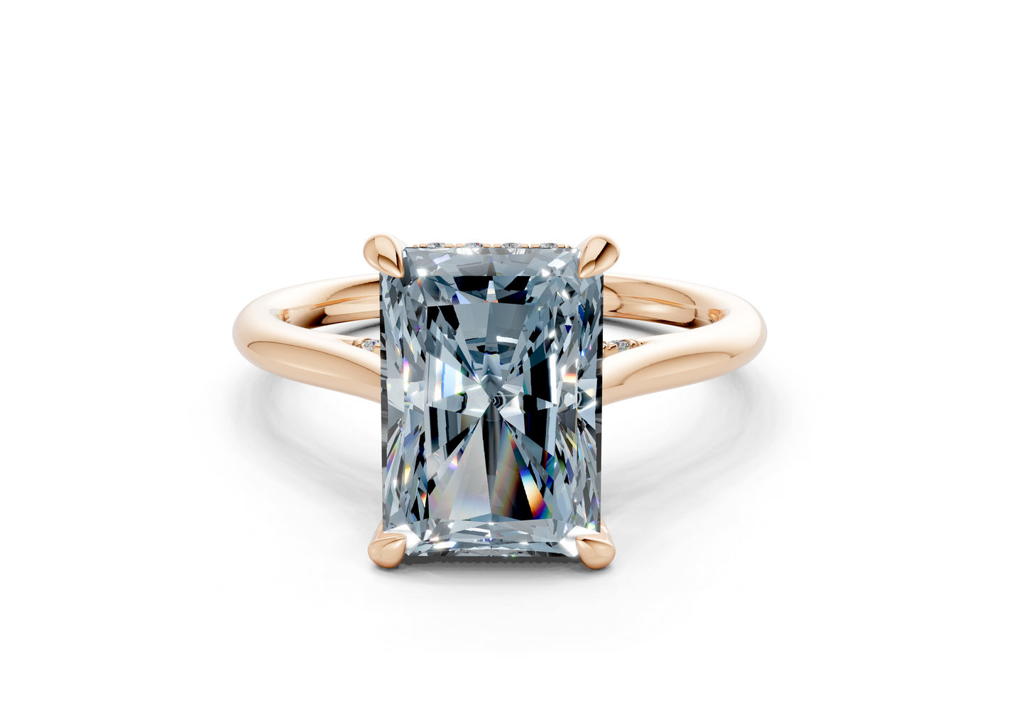 Piper Blue Diamond Solitaire Radiant Cut 2mm Engagement Ring