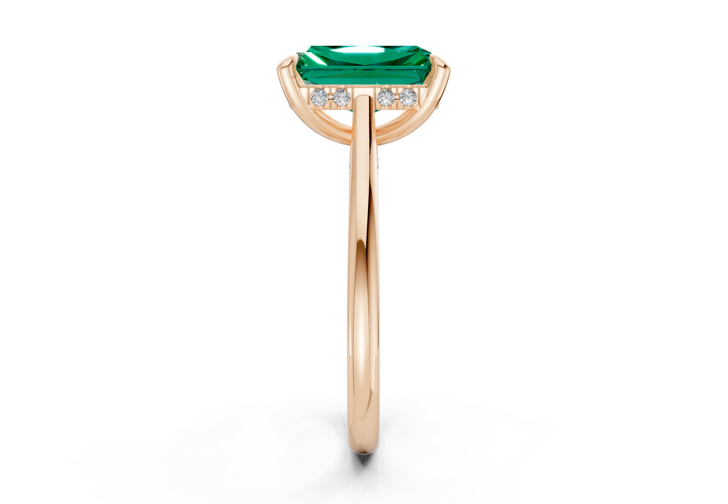 Piper Emerald Gemstone Solitaire Radiant Cut 2mm Engagement Ring