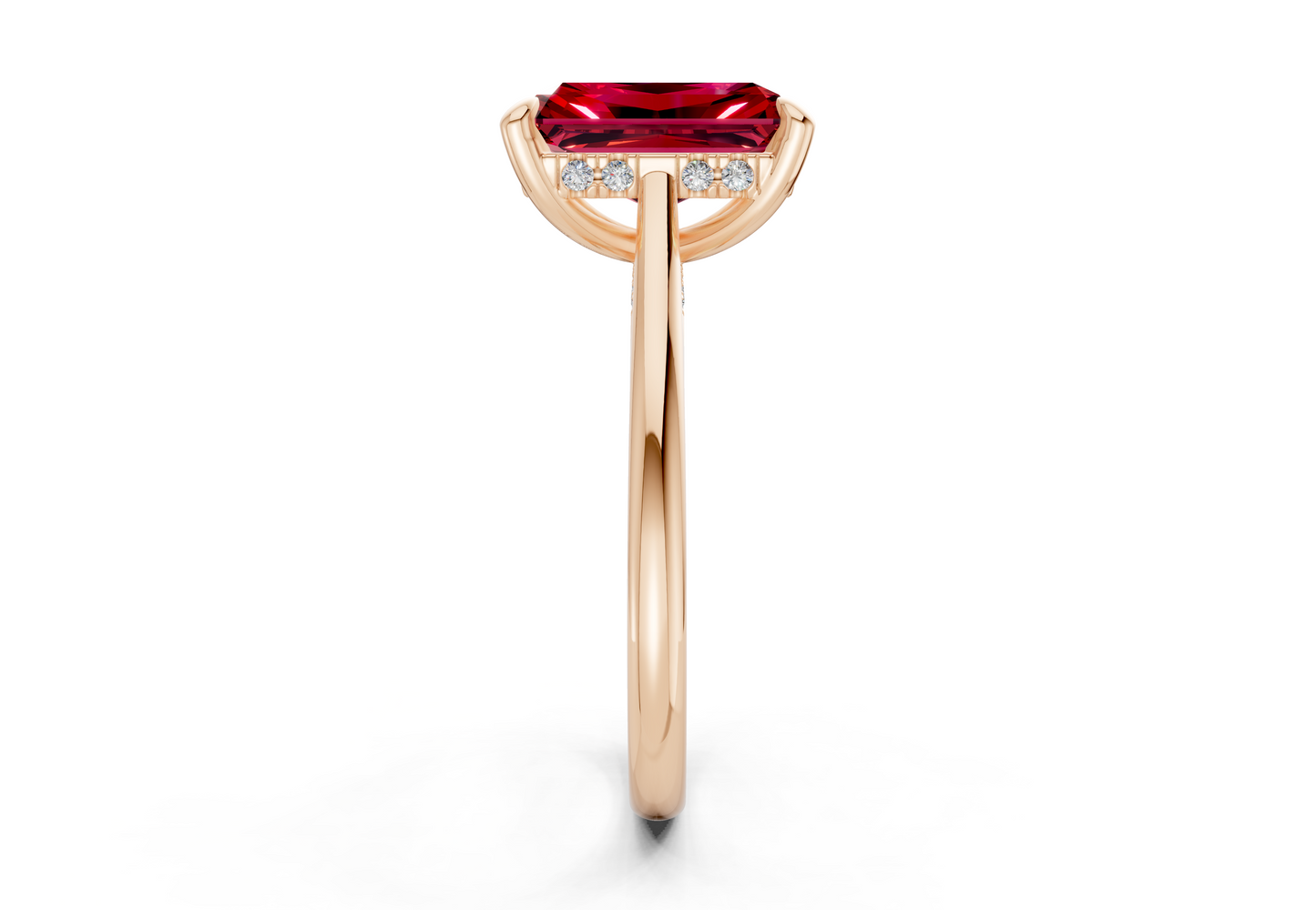 Piper Ruby Gemstone Solitaire Radiant Cut 2mm Engagement Ring