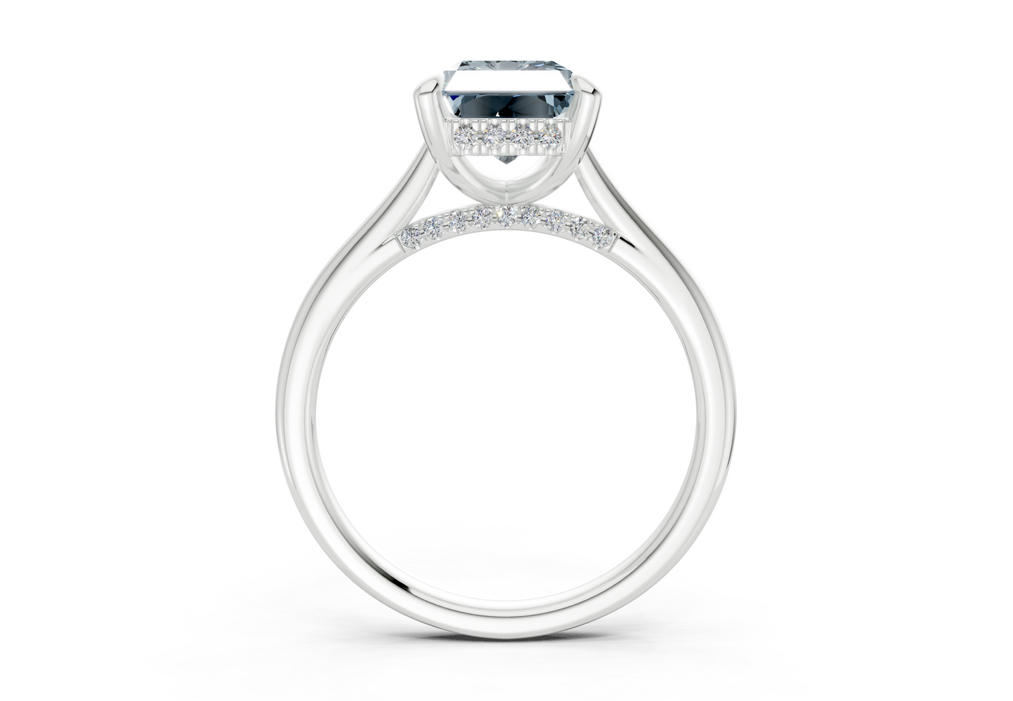 Piper Blue Diamond Solitaire Radiant Cut 2mm Engagement Ring