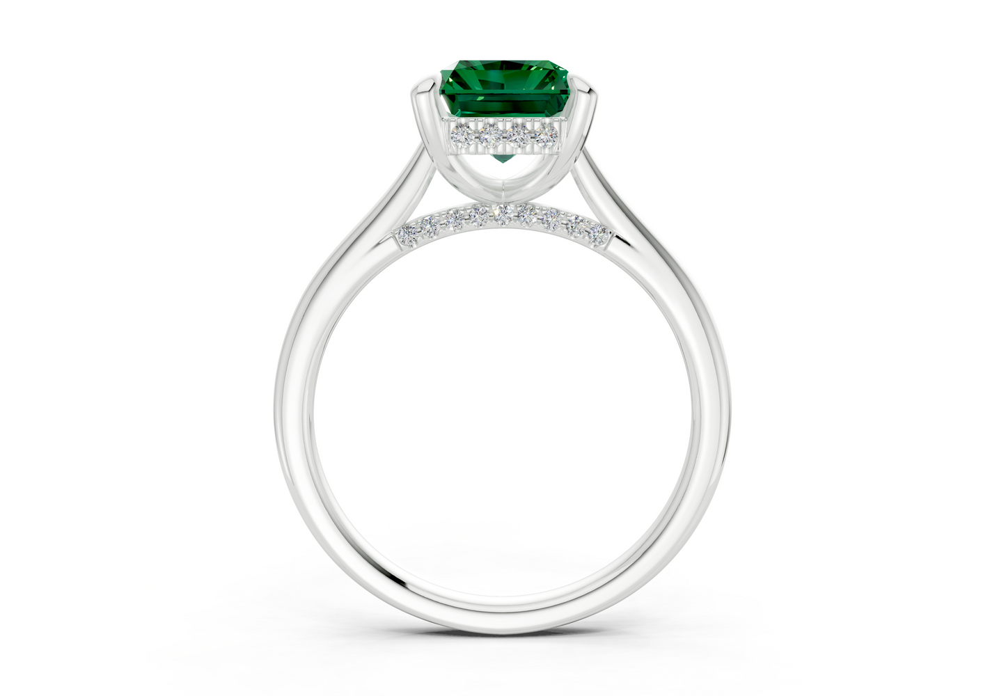 Piper Emerald Gemstone Solitaire Radiant Cut 2mm Engagement Ring