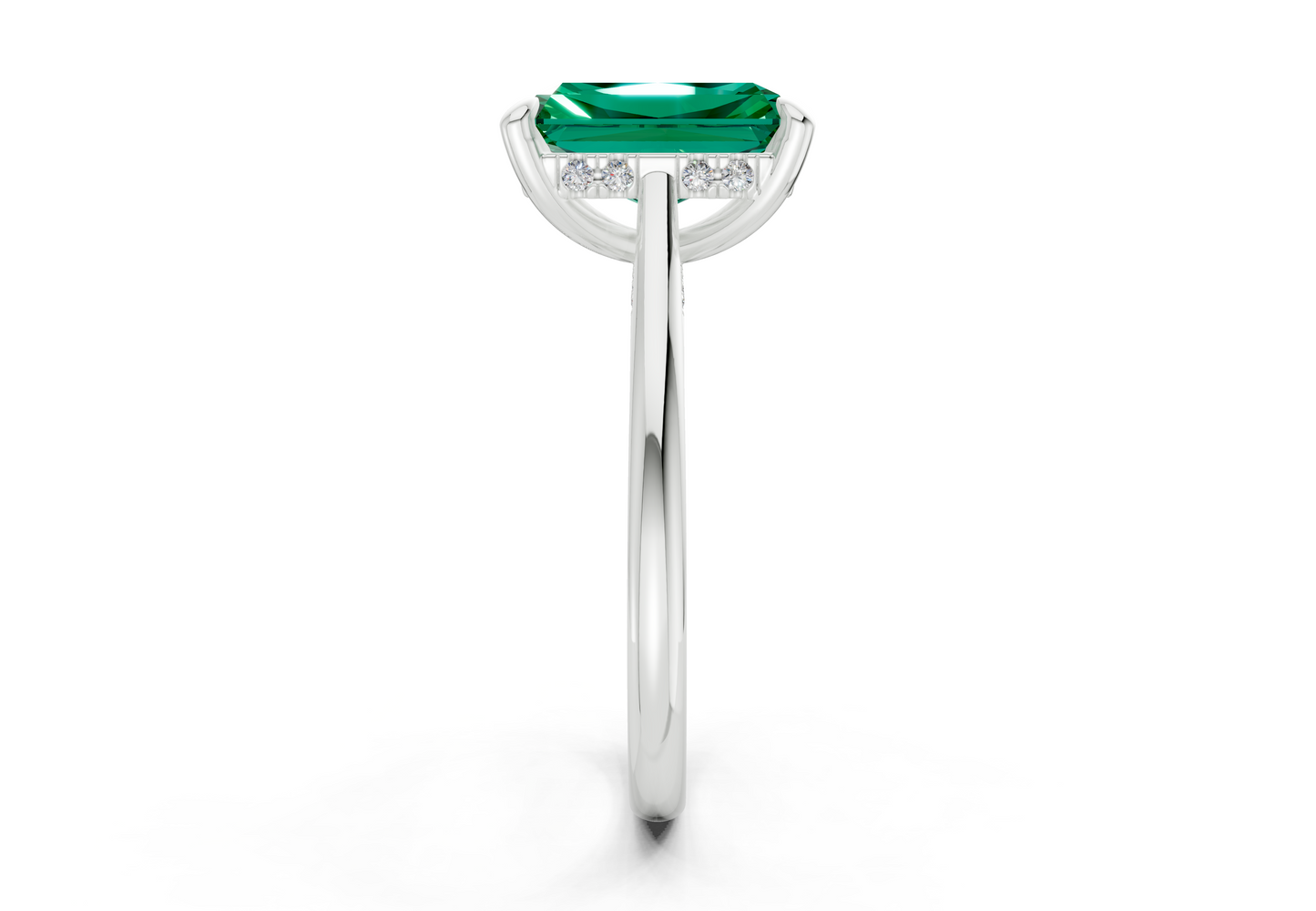 Piper Emerald Gemstone Solitaire Radiant Cut 2mm Engagement Ring