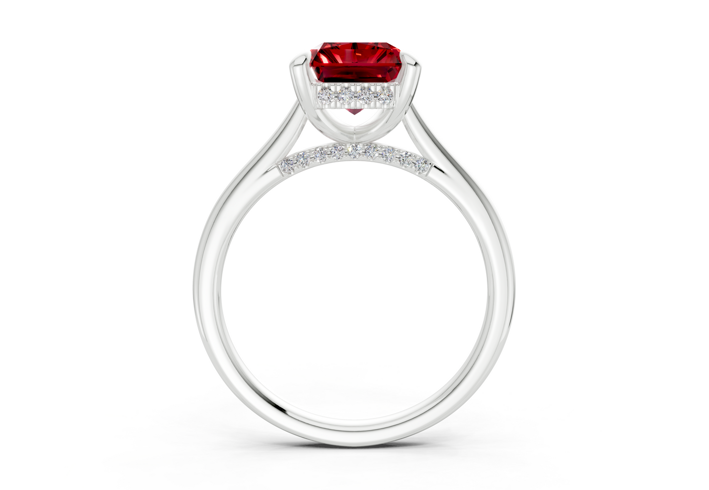 Piper Ruby Gemstone Solitaire Radiant Cut 2mm Engagement Ring
