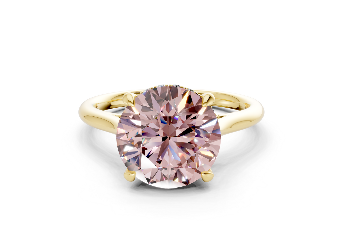 Piper Pink Diamond Solitaire Round Cut 2.3mm Engagement Ring