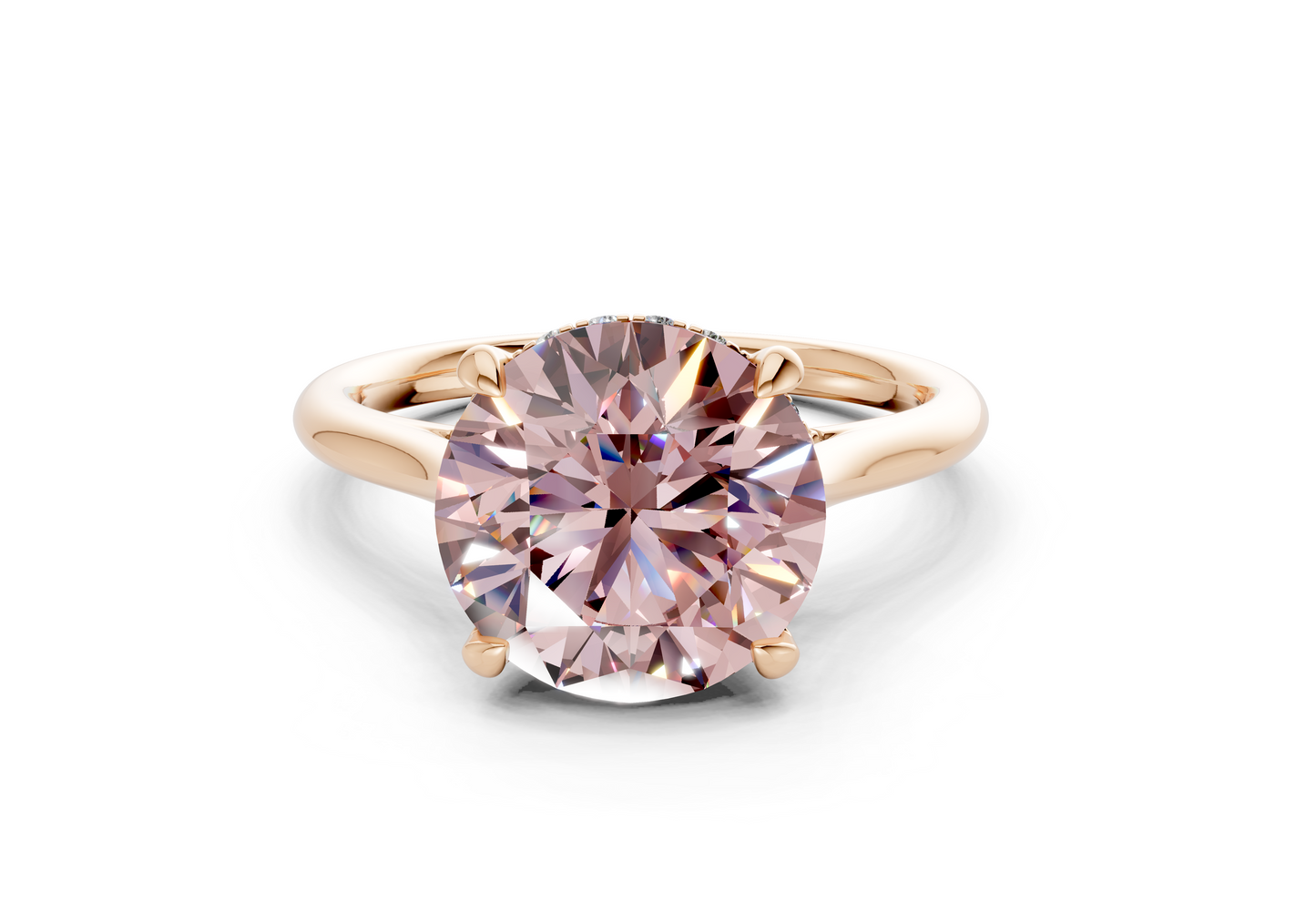 Piper Pink Diamond Solitaire Round Cut 2.3mm Engagement Ring