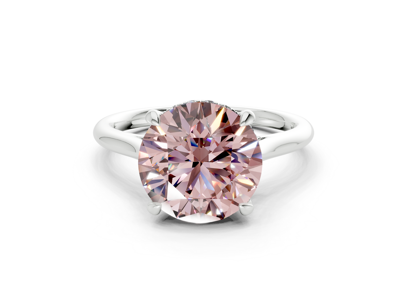 Piper Pink Diamond Solitaire Round Cut 2.3mm Engagement Ring