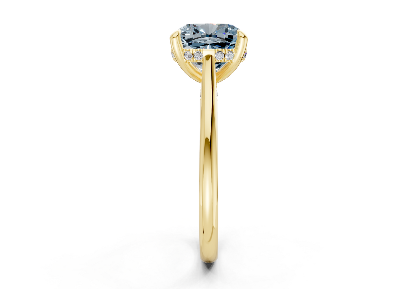 Piper Blue Diamond Solitaire Cushion Squareuare Cut 1.8mm Engagement Ring