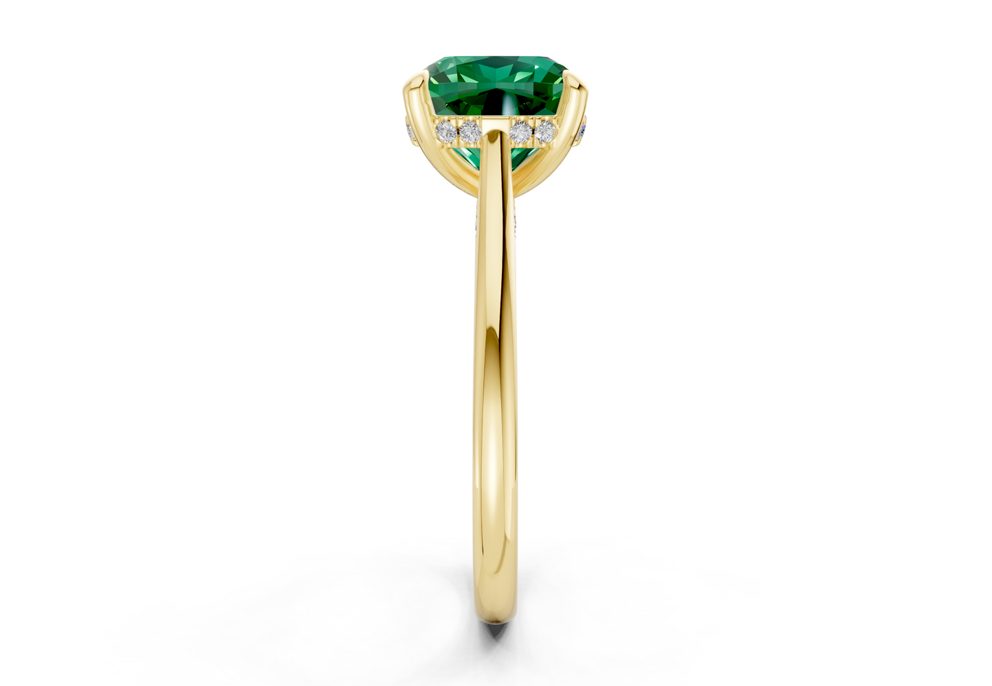 Piper Emerald Gemstone Solitaire Cushion Squareuare Cut 2mm Engagement Ring