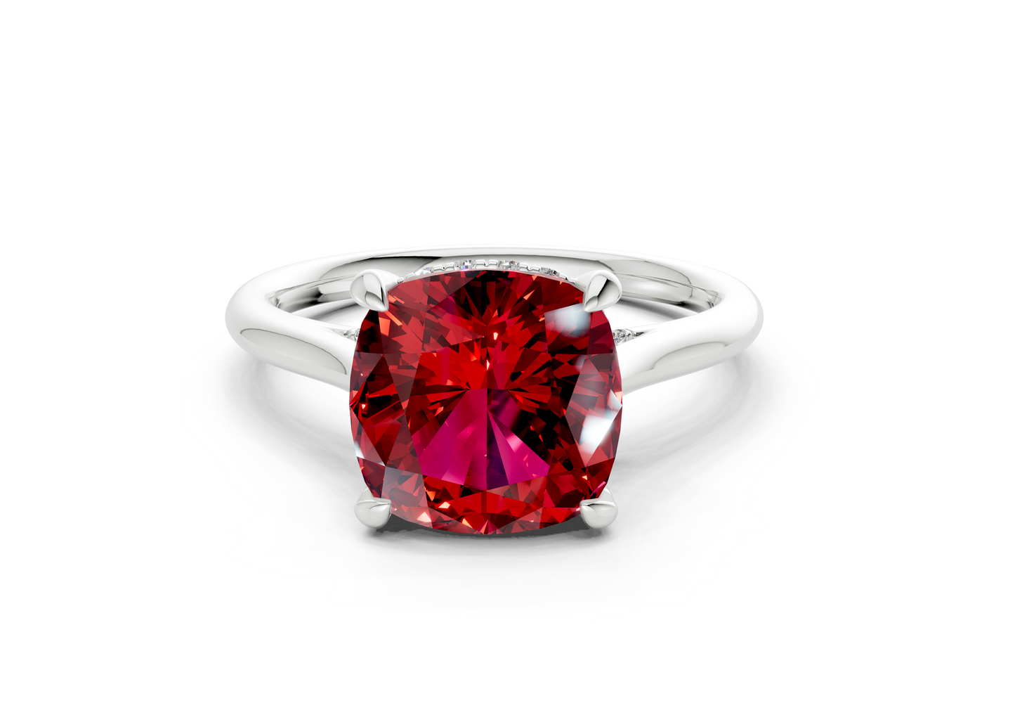 Piper Ruby Gemstone Solitaire Cushion Squareuare Cut 1.8mm Engagement Ring