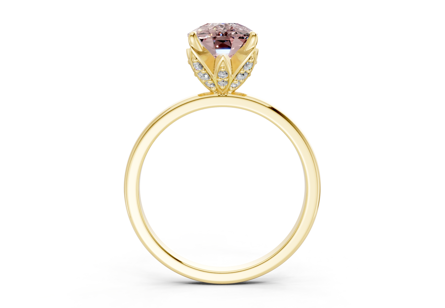 Skye Pink Diamond Solitaire Elongated Cushion Cut 1.8mm Engagement Ring