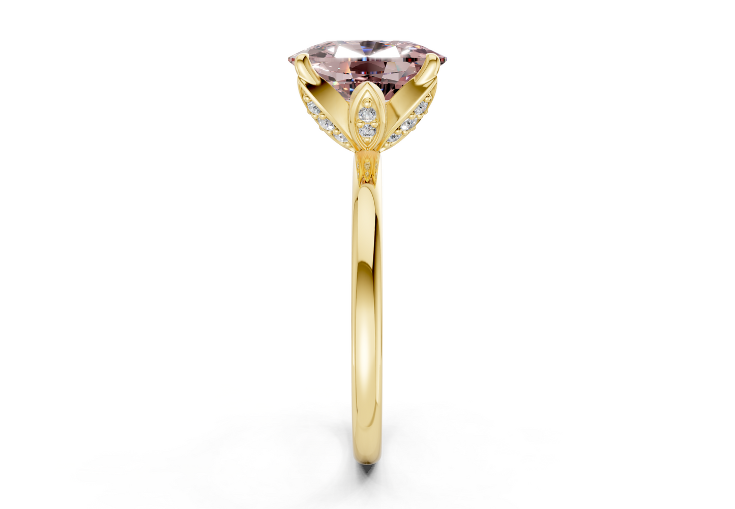 Skye Pink Diamond Solitaire Elongated Cushion Cut 1.8mm Engagement Ring
