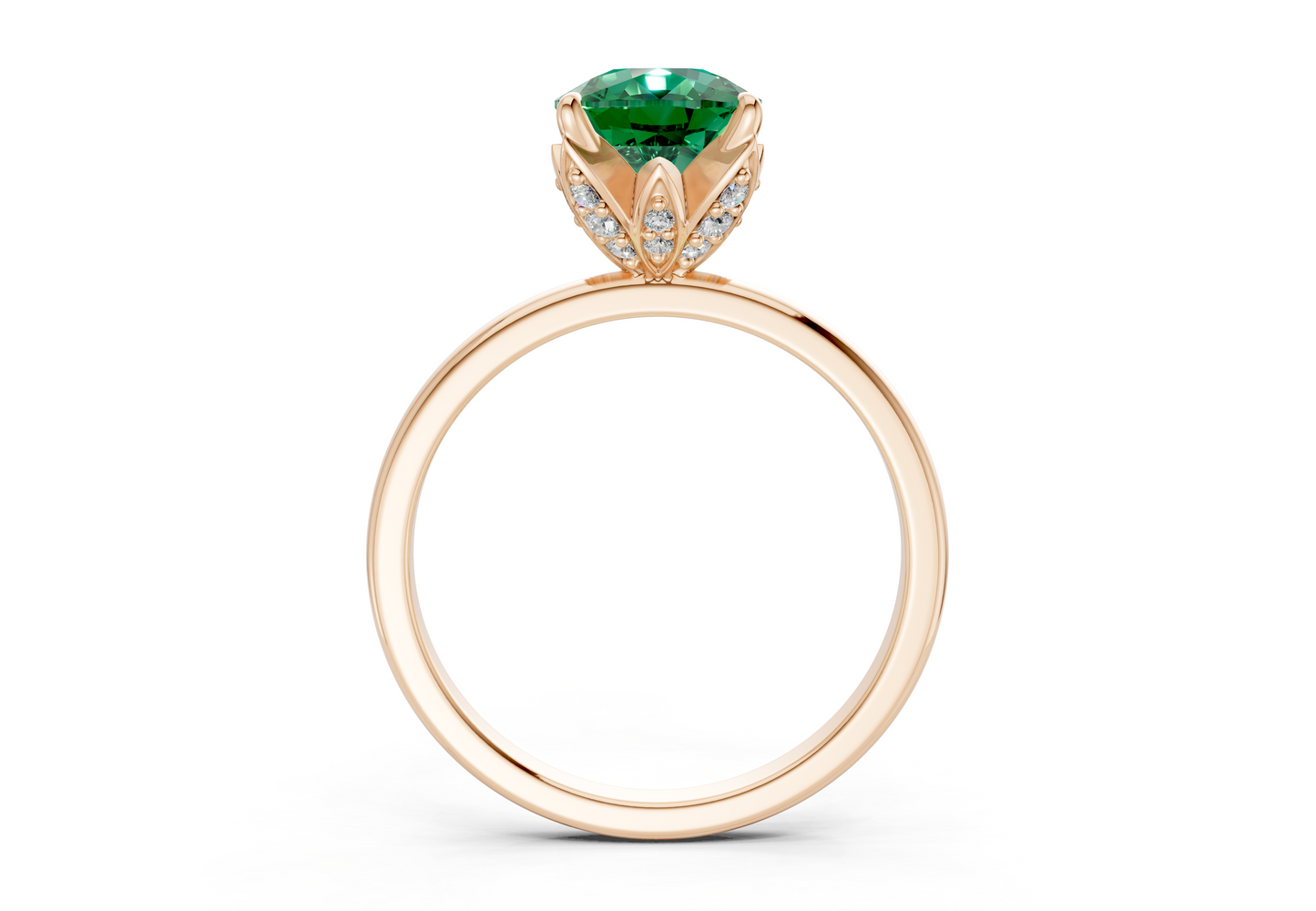 Skye Emerald Gemstone Solitaire Elongated Cushion Cut 1.8mm Engagement Ring