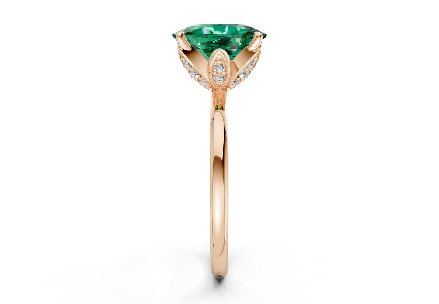 Skye Emerald Gemstone Solitaire Elongated Cushion Cut 1.8mm Engagement Ring