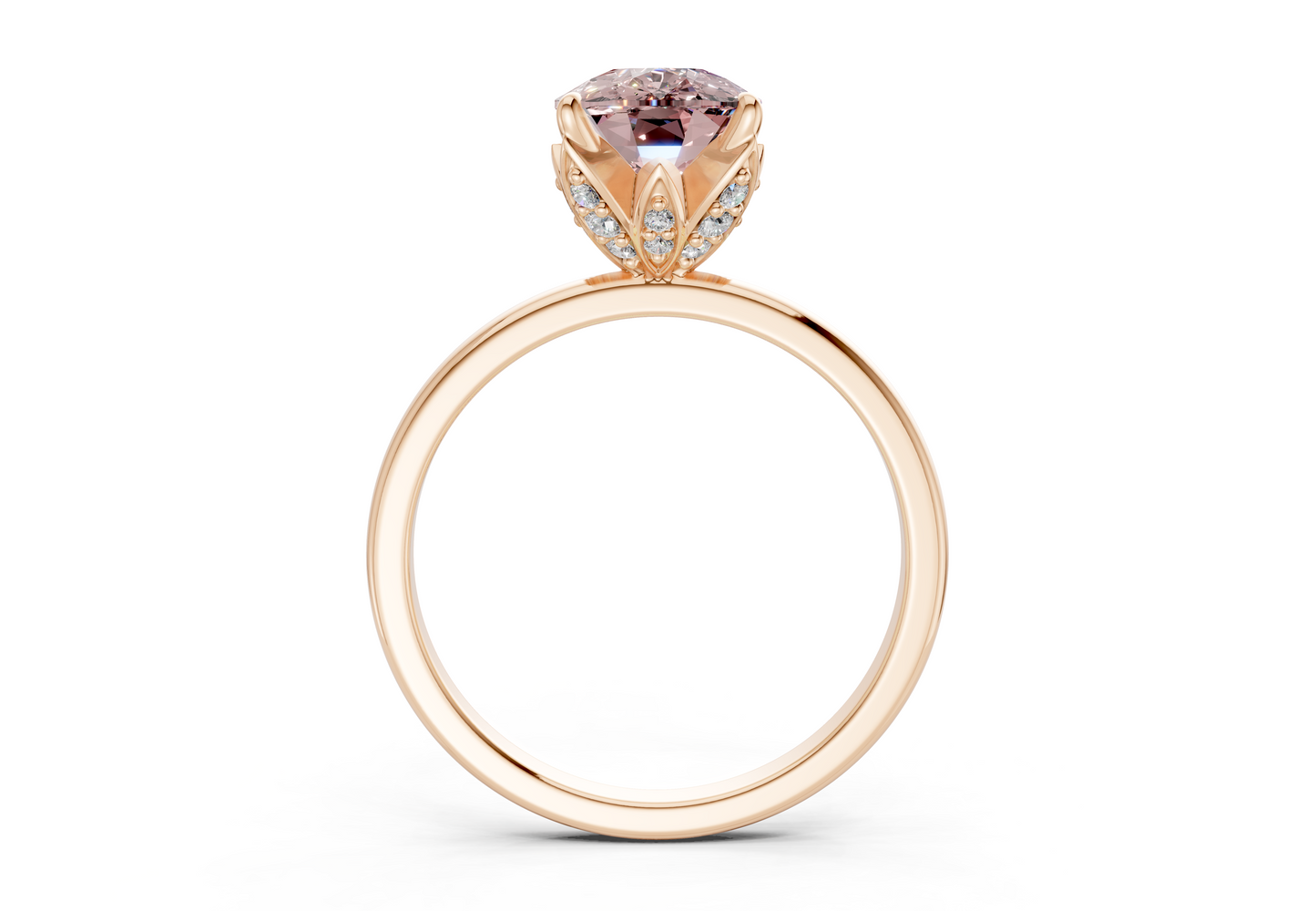 Skye Pink Diamond Solitaire Elongated Cushion Cut 1.8mm Engagement Ring