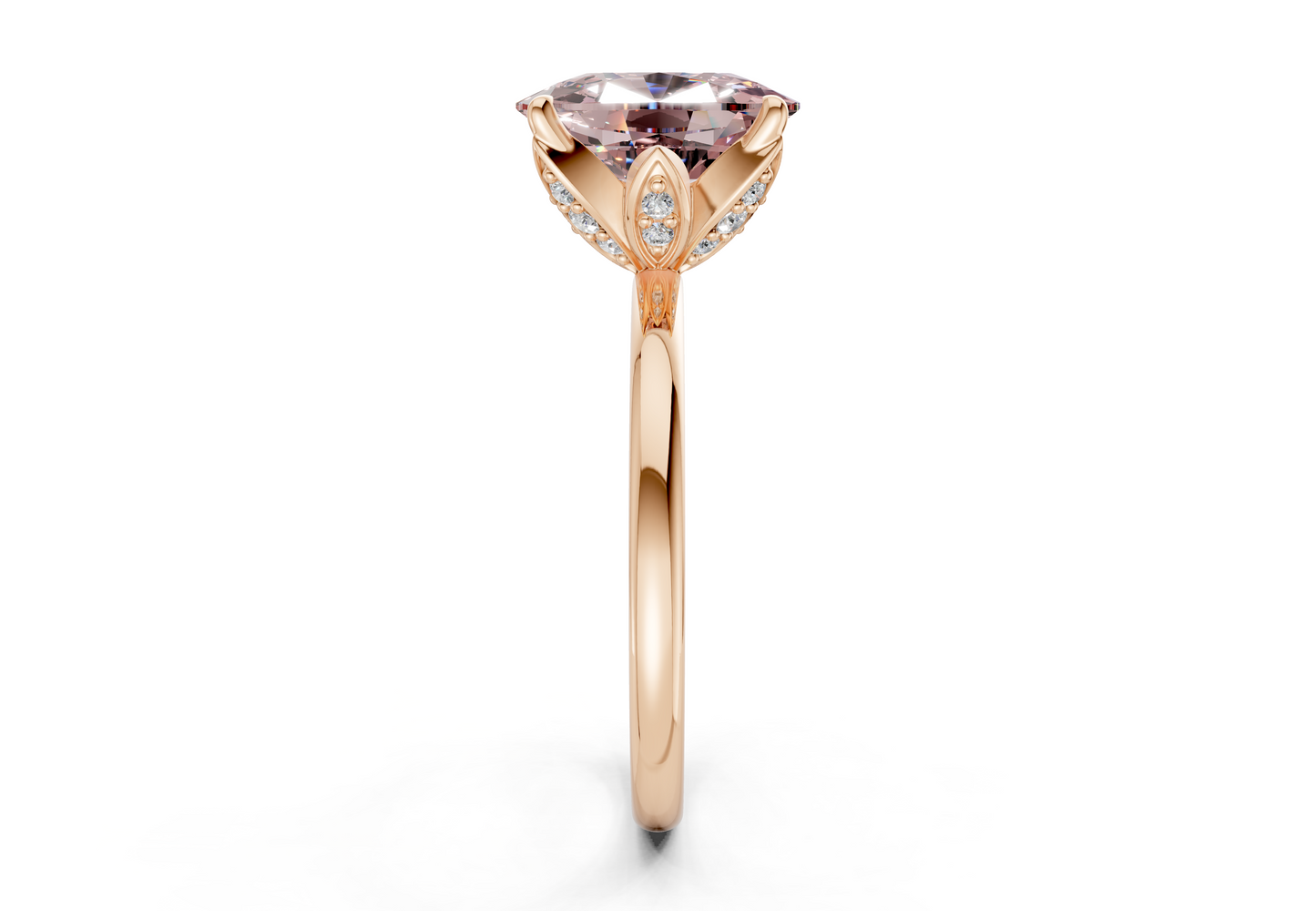 Skye Pink Diamond Solitaire Elongated Cushion Cut 1.8mm Engagement Ring