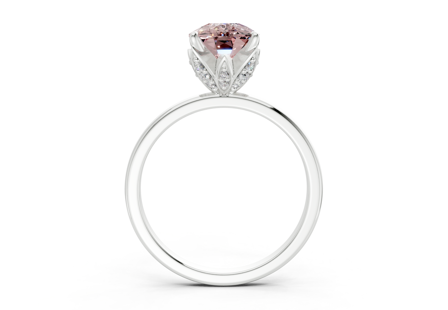 Skye Pink Diamond Solitaire Elongated Cushion Cut 1.8mm Engagement Ring