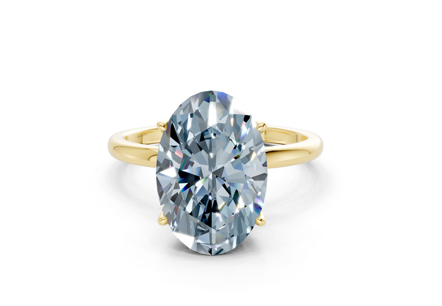 Skye Blue Diamond Solitaire Oval Cut 1.8mm Engagement Ring