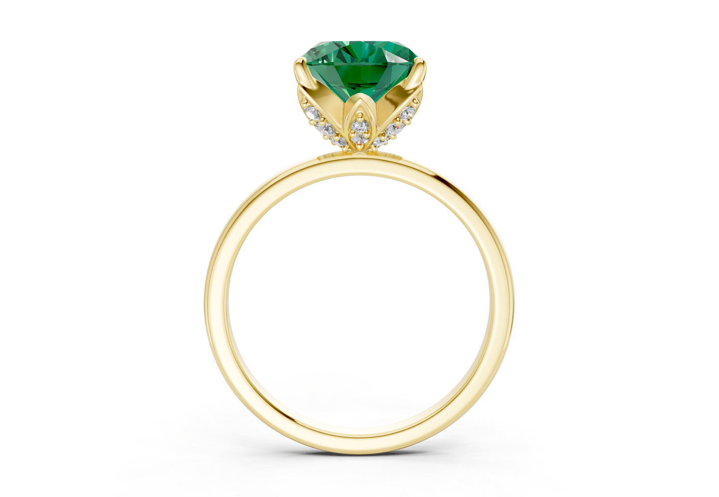 Skye Emerald Gemstone Solitaire Oval Cut 1.8mm Engagement Ring
