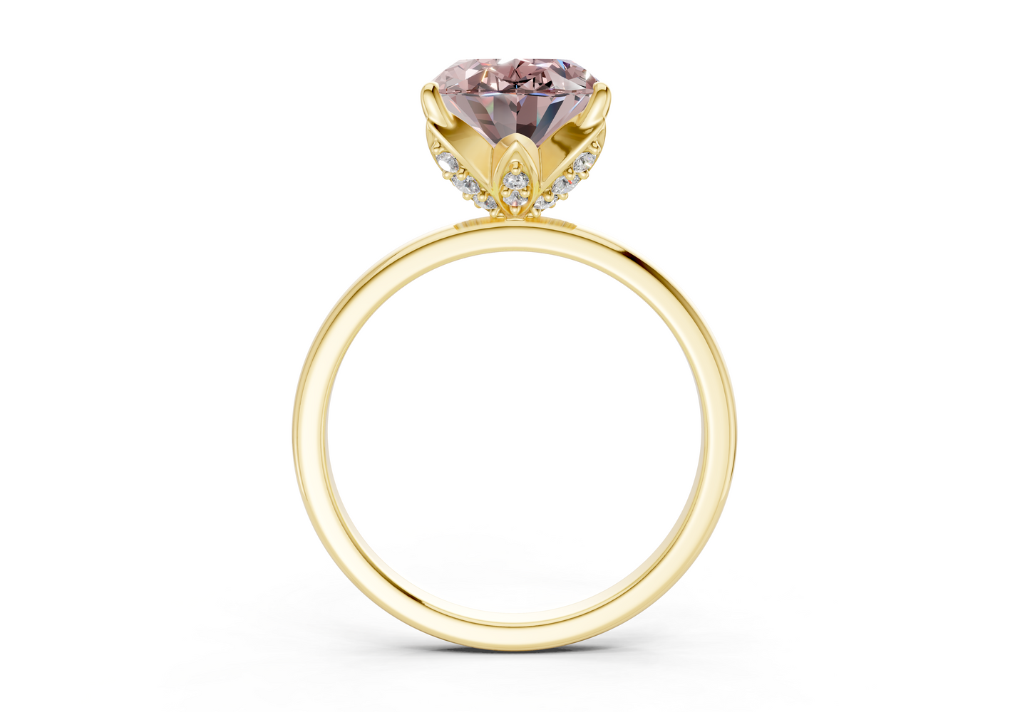 Skye Pink Diamond Solitaire Oval Cut 1.8mm Engagement Ring